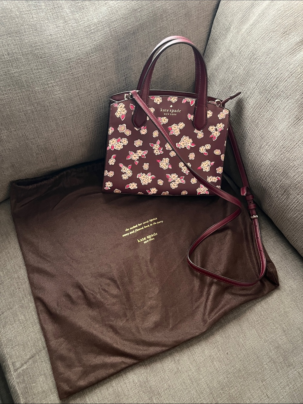 Kate Spade New York Tinsel Satchel in Deep Berry Multi like New
